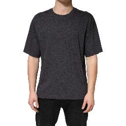 Dark Grey Cotton Crewneck Short Sleeve