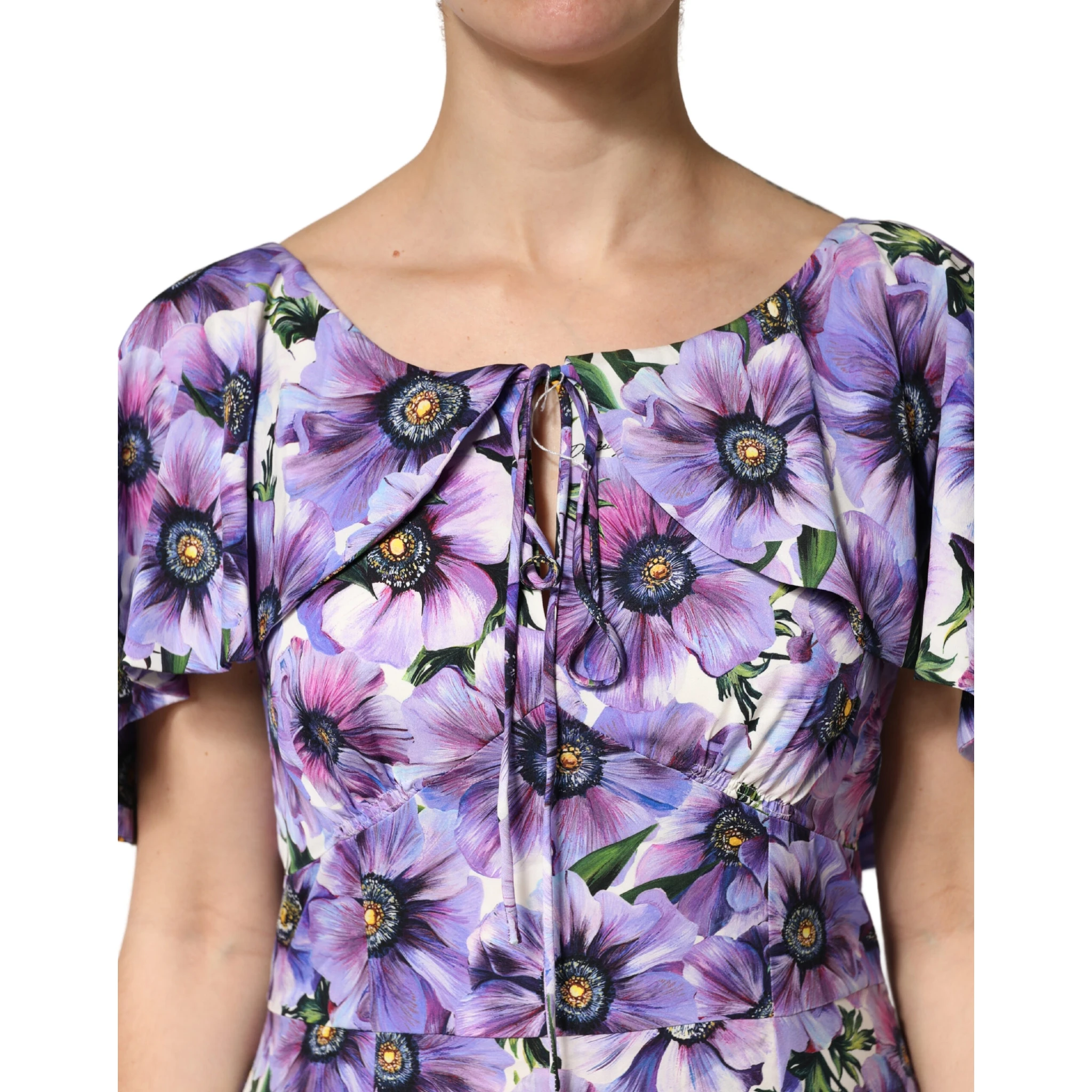 Purple Floral Silk Stretch Elegant Gown  Dress