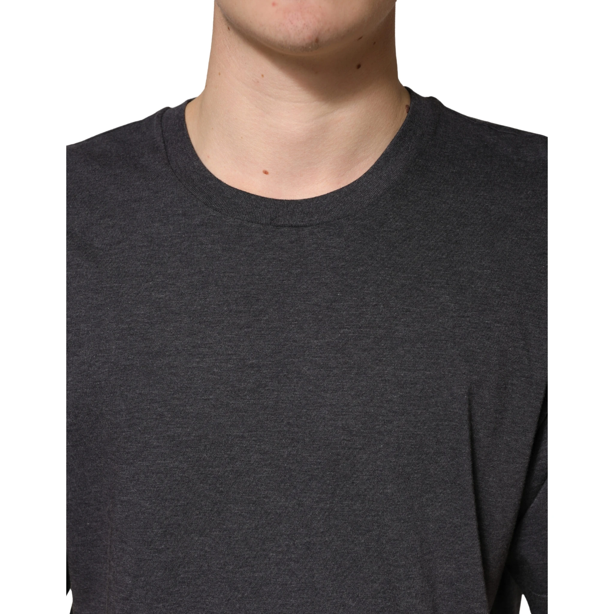 Dark Grey Cotton Crewneck Short Sleeve