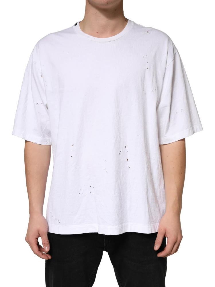 White Cotton Crewneck Short Sleeve T-Shirt alternative
