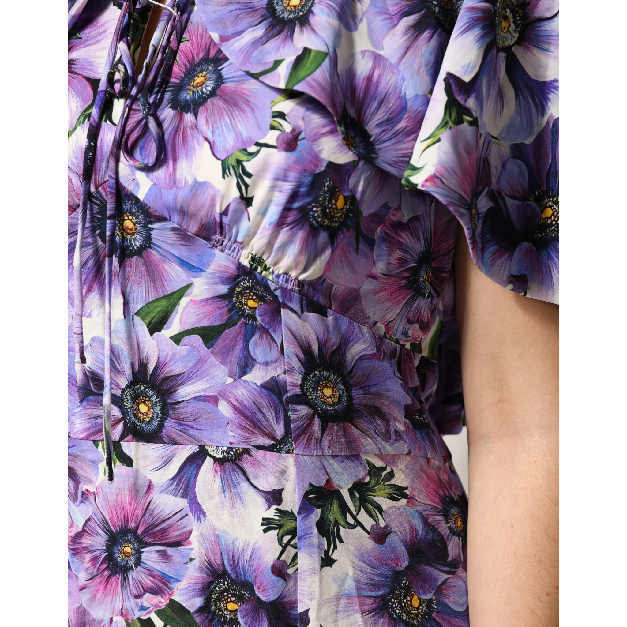 Purple Floral Silk Stretch Elegant Gown  Dress