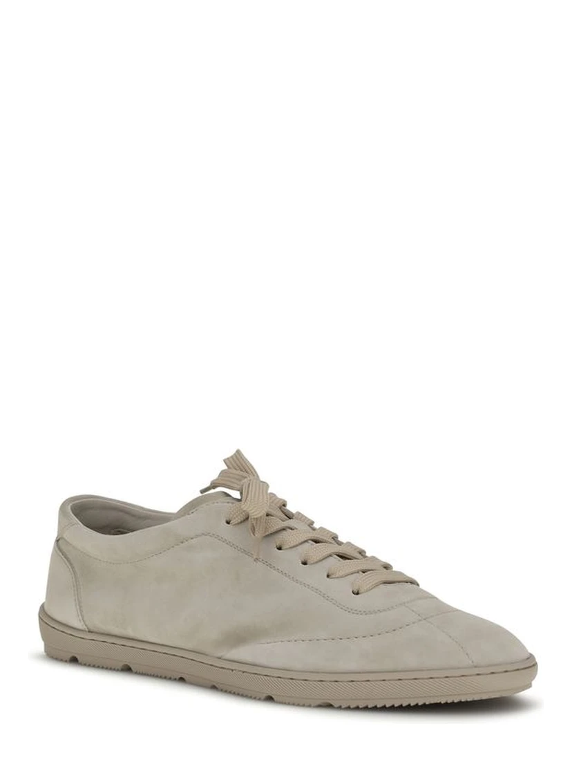 Beige Calf Leather Bos Taurus Low Top Sneakers