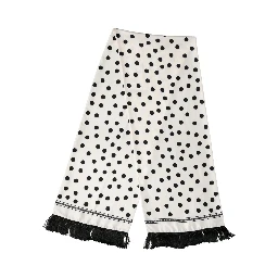 White Black Polka Dot Neck Wrap Foulard 165.5cmx32cm Scarf