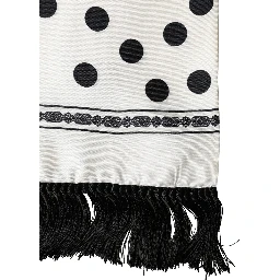 White Black Polka Dot Neck Wrap Foulard 165.5cmx32cm Scarf