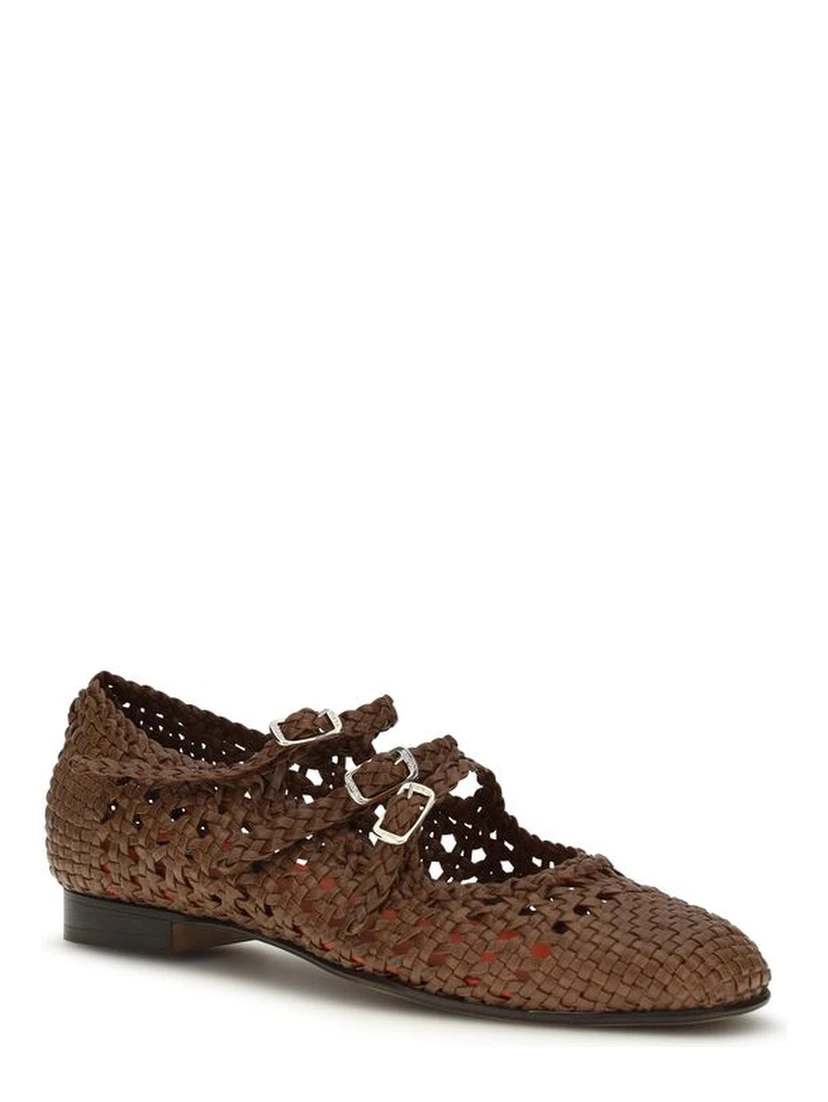 Brown Calf Leather Bos Taurus Ballet Flats