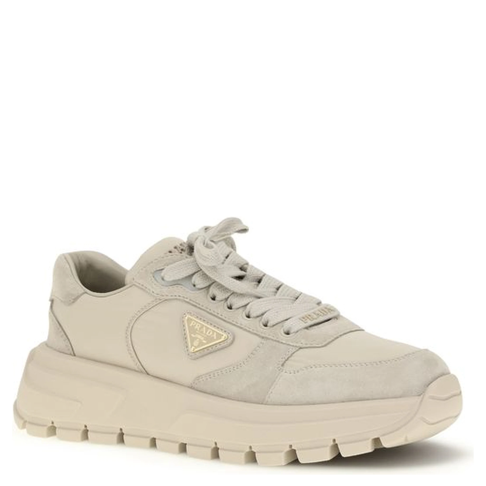 Beige Calf Leather Bos Taurus Athletic Sneakers