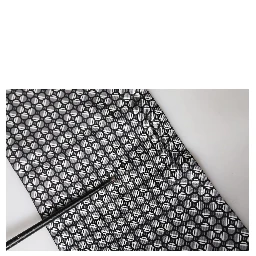 Black Silk Geometric Fringed Foulard 140cm x 15cm Scarf