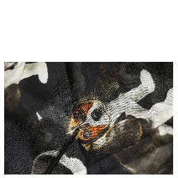 Black Modal Wool Dog Print Fringed 178cm x 64cm Scarf