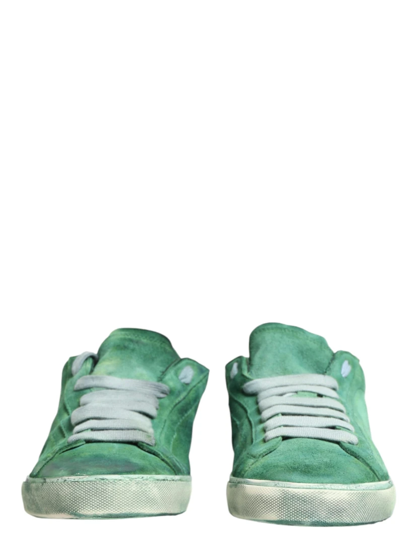Green Suade DG Logo Sole Low Top Sneakers Shoes