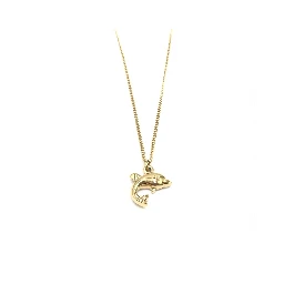 Dolphin Motif Rhinestone Gold Plated Necklace