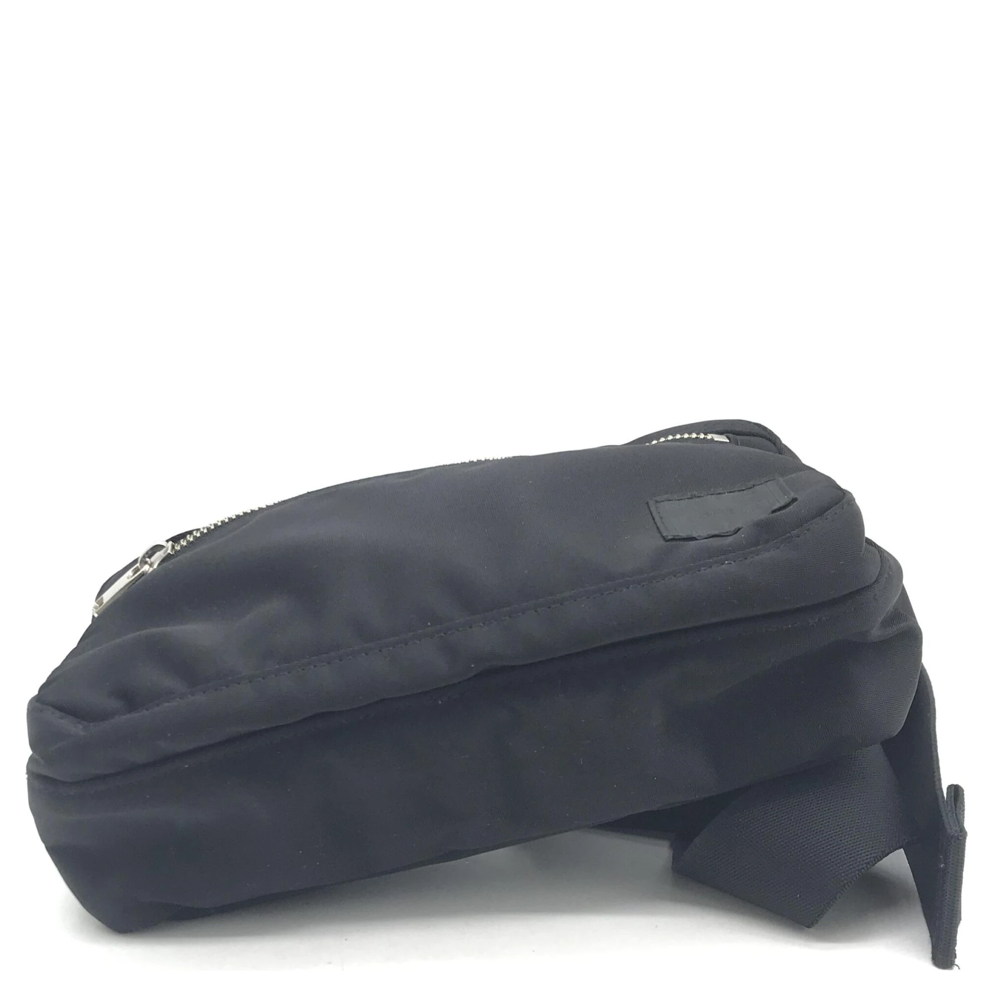 Black Waist Pouch With Zippered Compartments