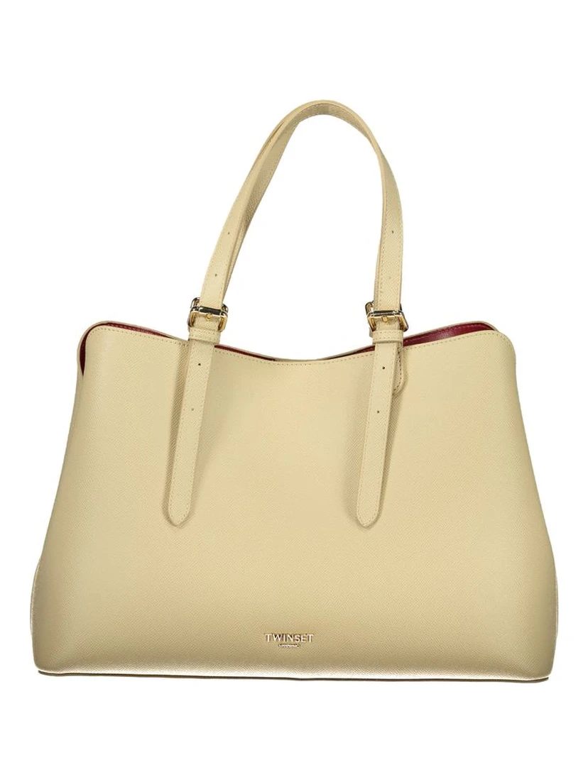Beige Polyurethane Women Tote