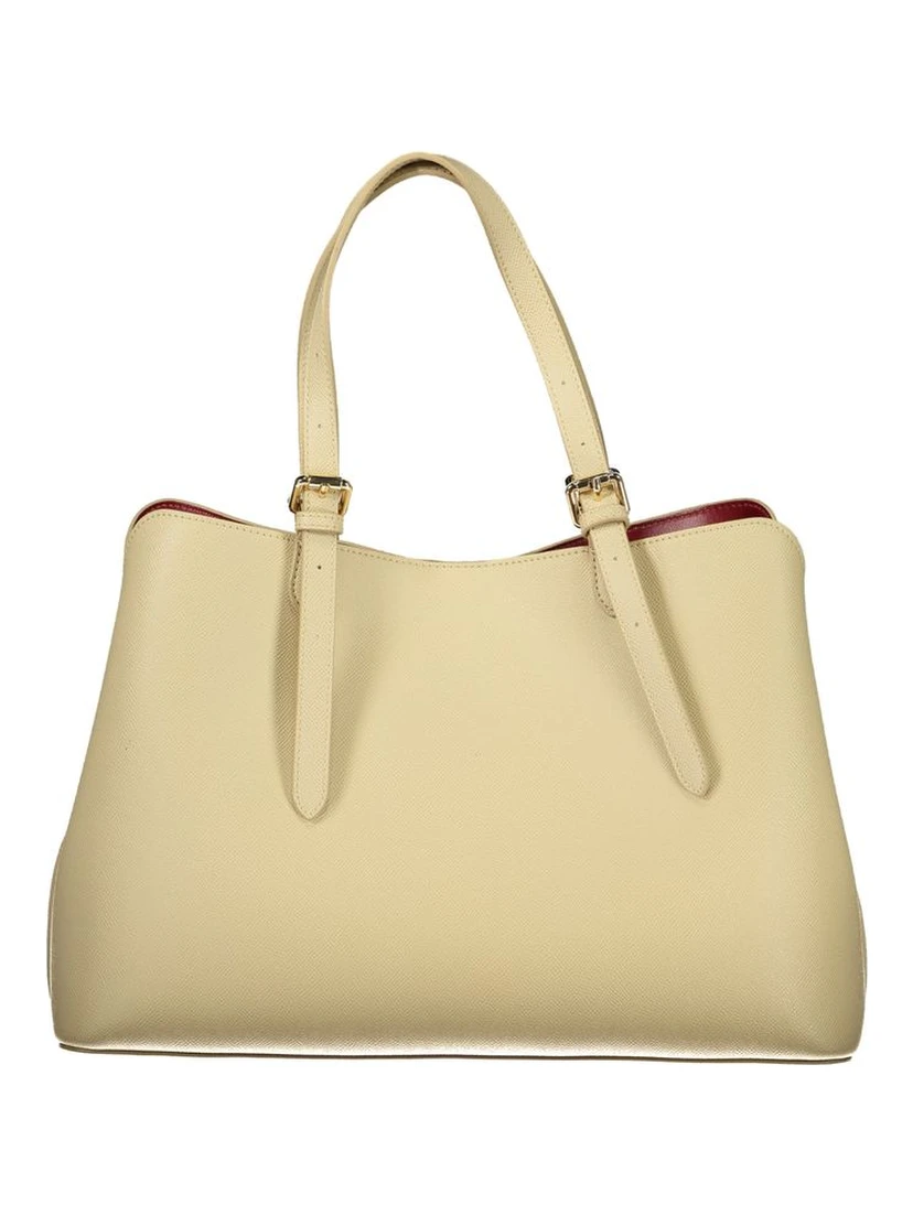 Beige Polyurethane Women Tote