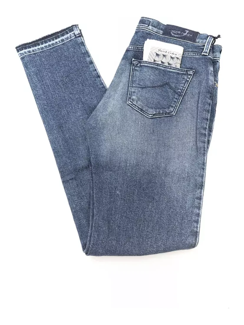 Blue Cotton Slim Fit Jeans