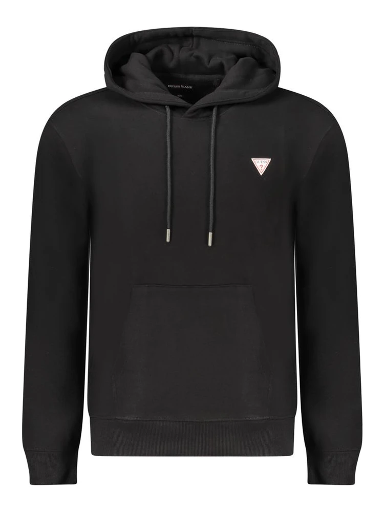 Black Cotton Men Sweatshirt Slim Fit Hooded
