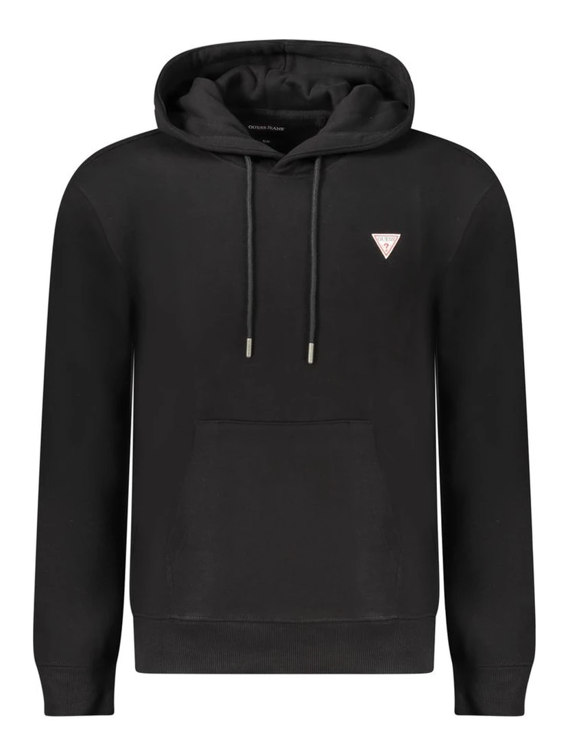 Black Cotton Men Sweatshirt Slim Fit Hooded
