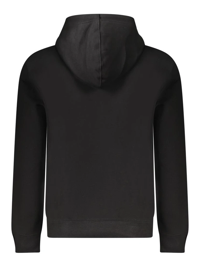 Black Cotton Men Sweatshirt Slim Fit Hooded