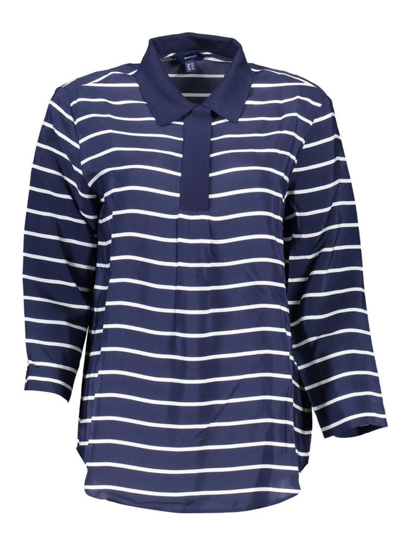 Blue Viscose Women Polo Shirt