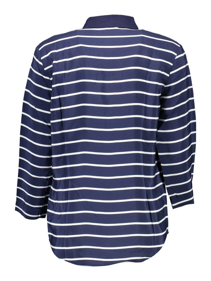 Blue Viscose Women Polo Shirt