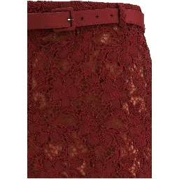 Bordeaux Polyester Midi Skirt