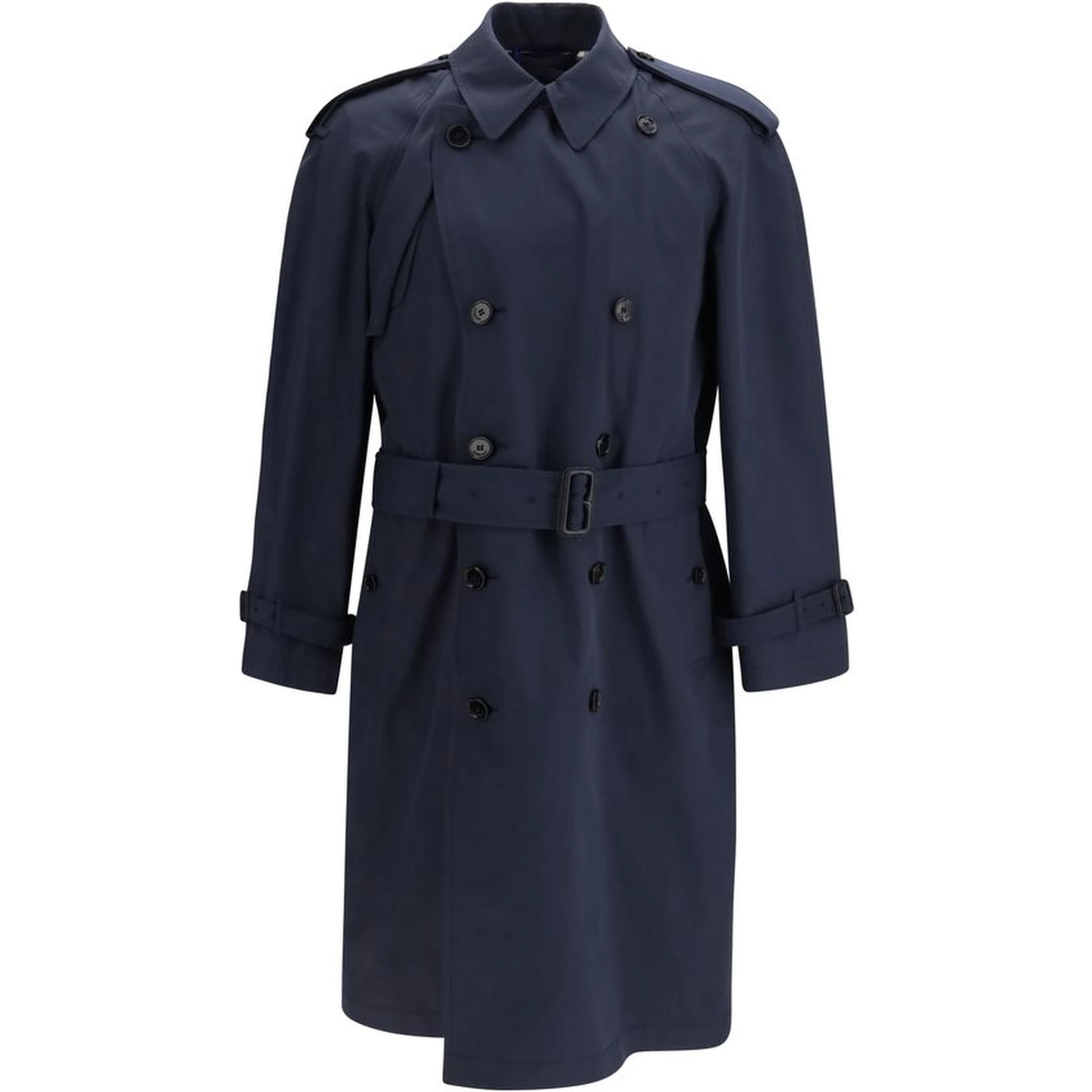 Blue Polyester Trench Coat