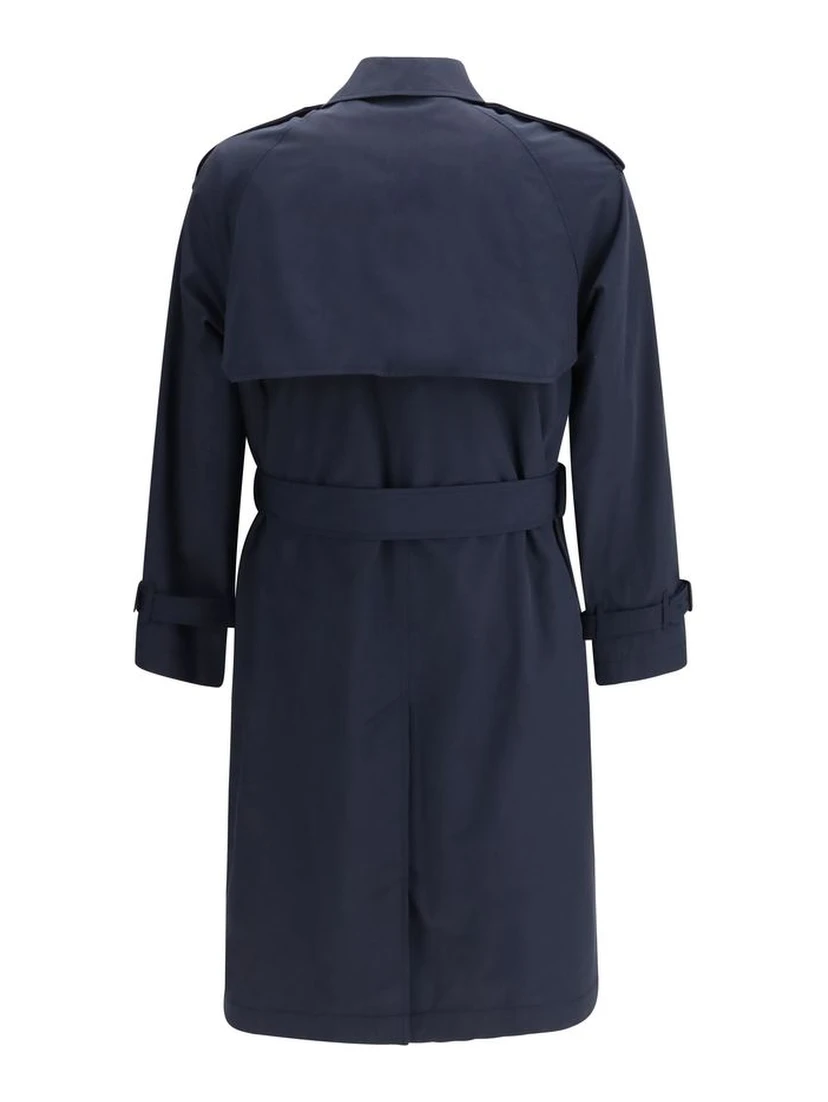 Blue Polyester Trench Coat