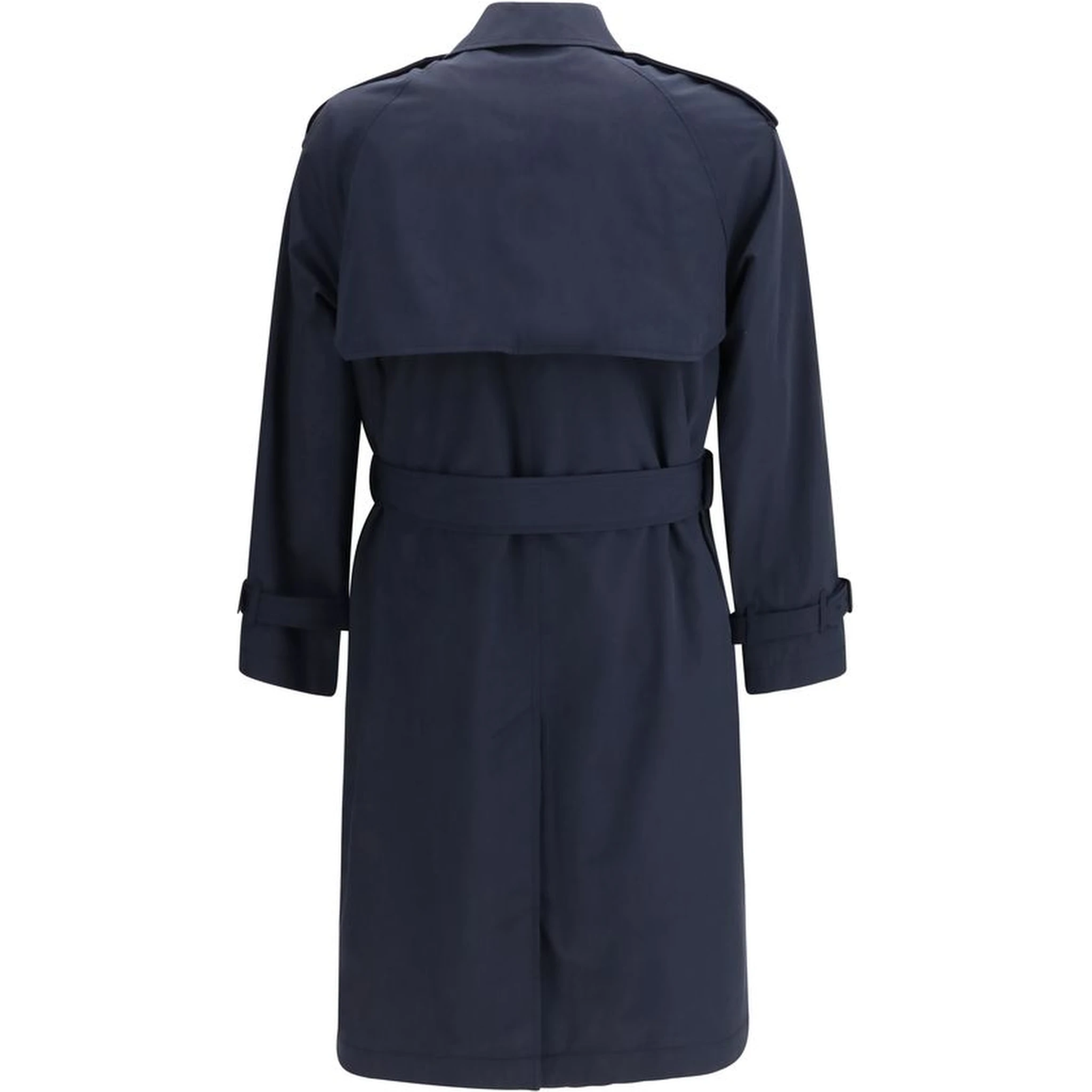 Blue Polyester Trench Coat