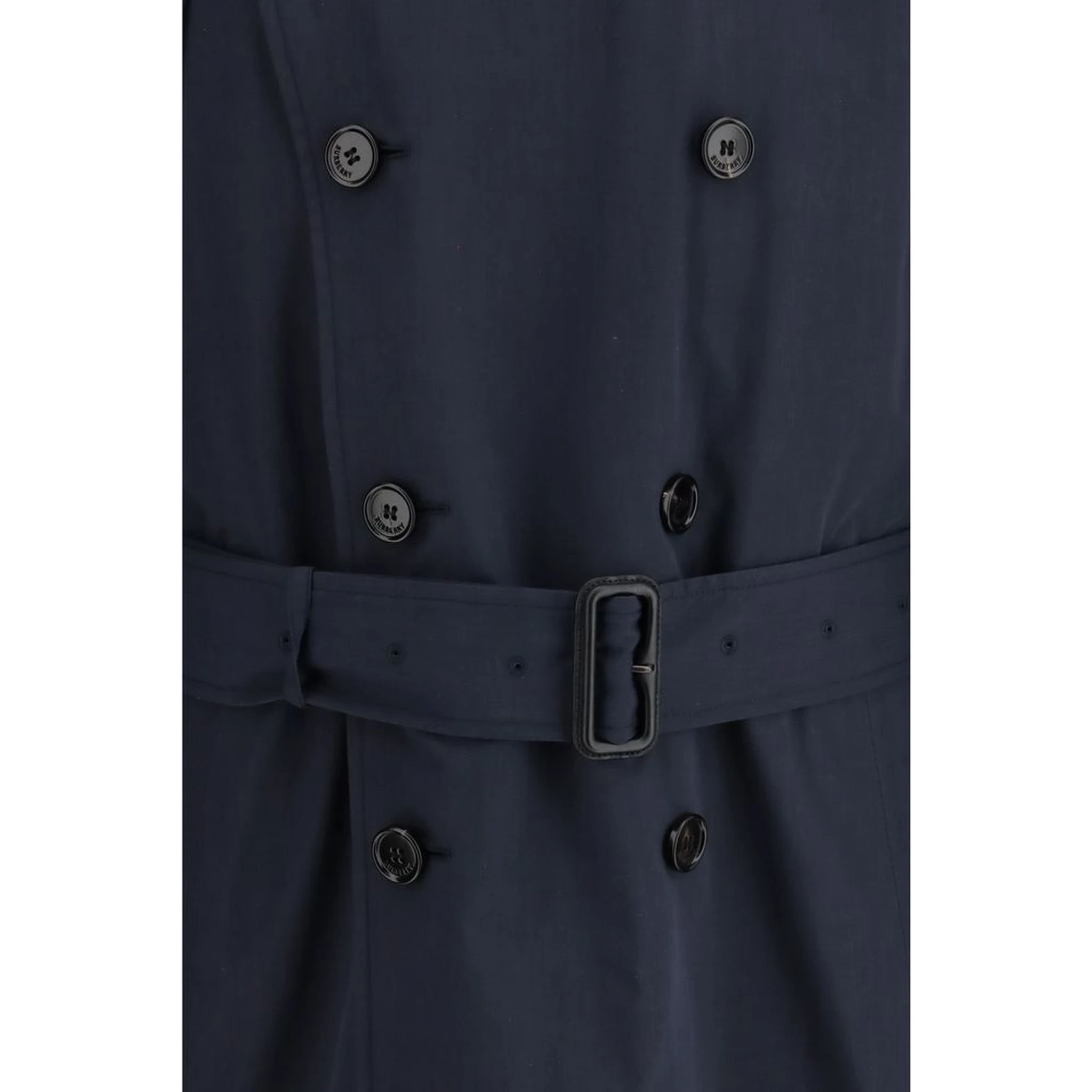 Blue Polyester Trench Coat