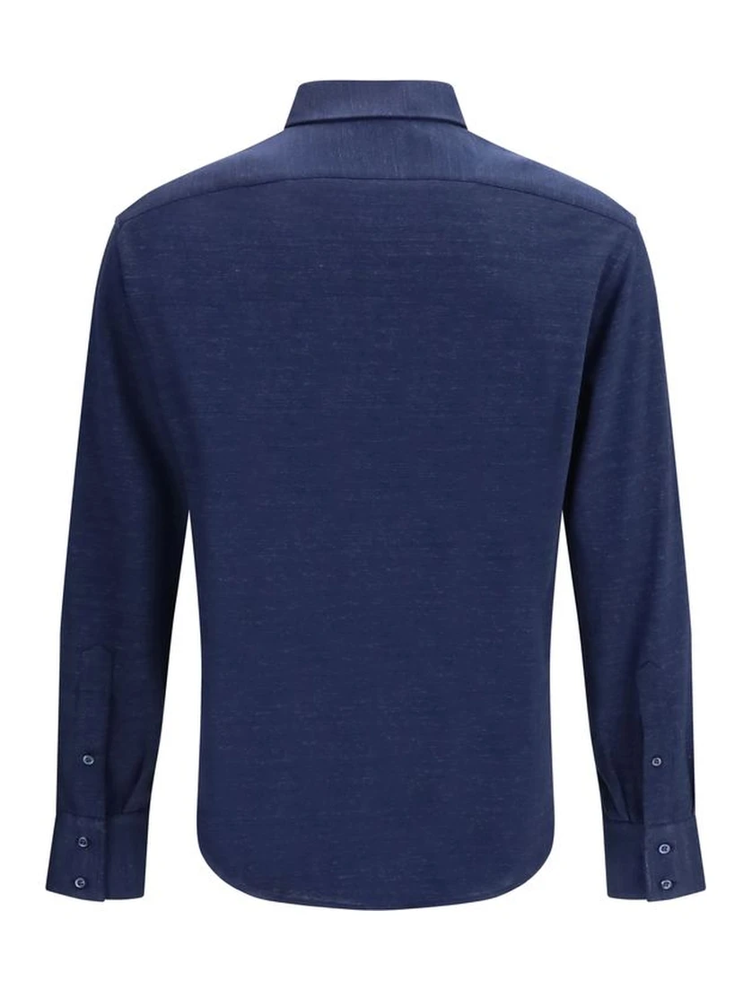 Blue Linen Dress Shirt