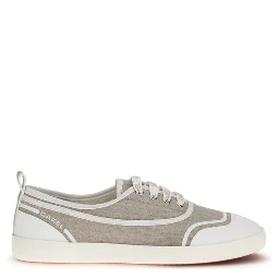 Beige Cotton Low Top Sneakers