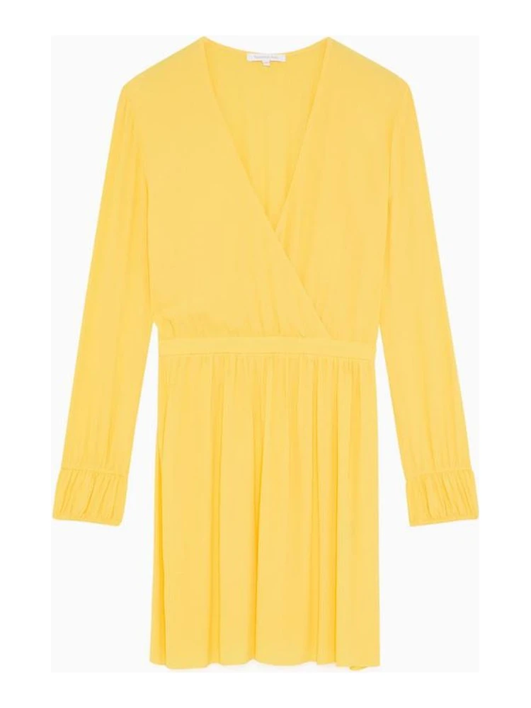 Yellow Viscose Casual Dress