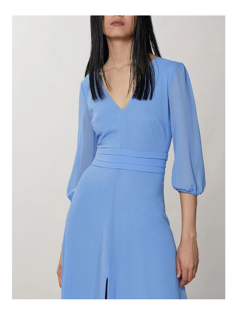 Blue Polyester Casual Dress