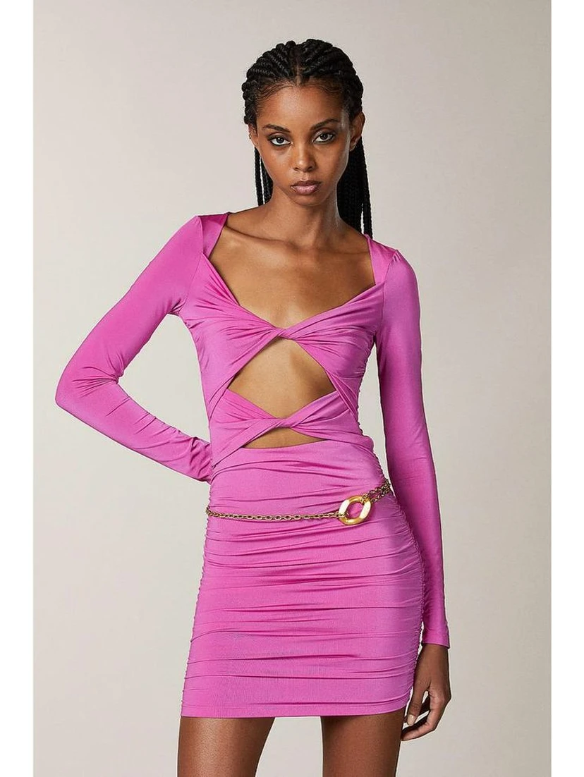Purple Nylon Casual Dress