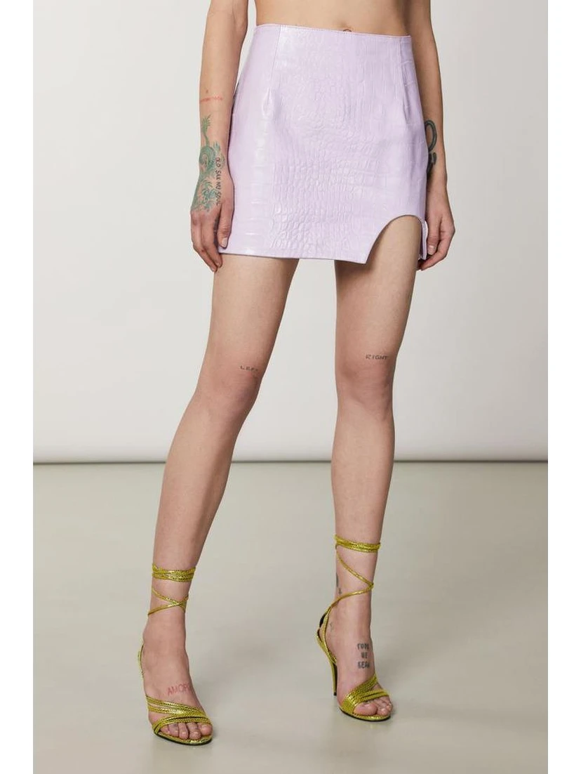 Purple Leather Mini Skirt