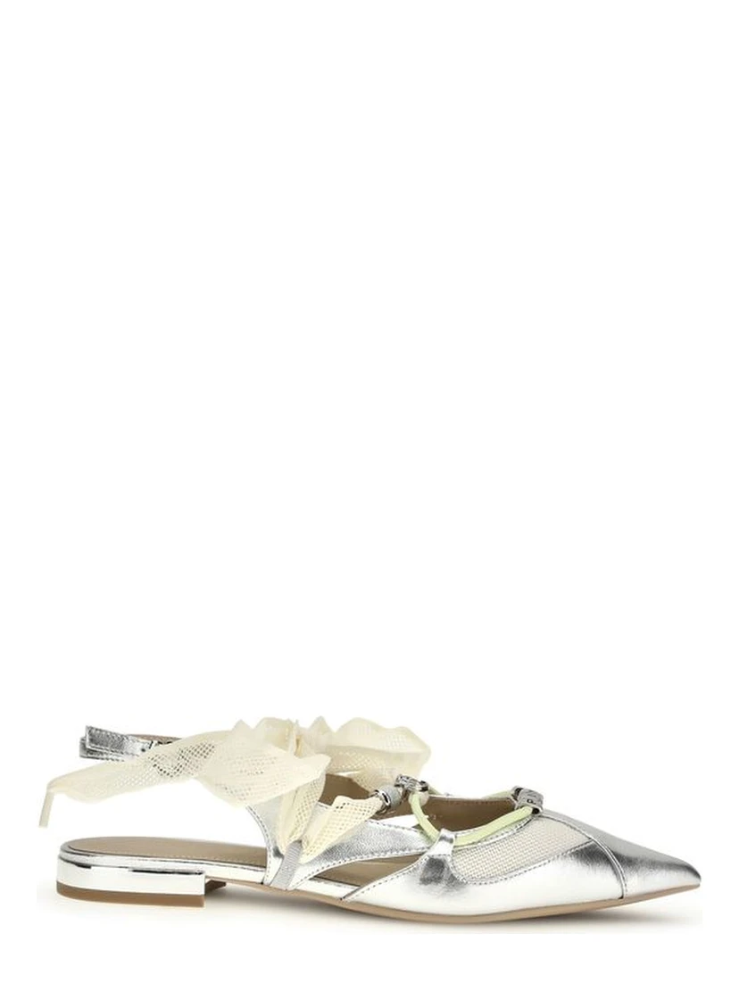 Silver Calf Leather Bos Taurus Ballet Flats
