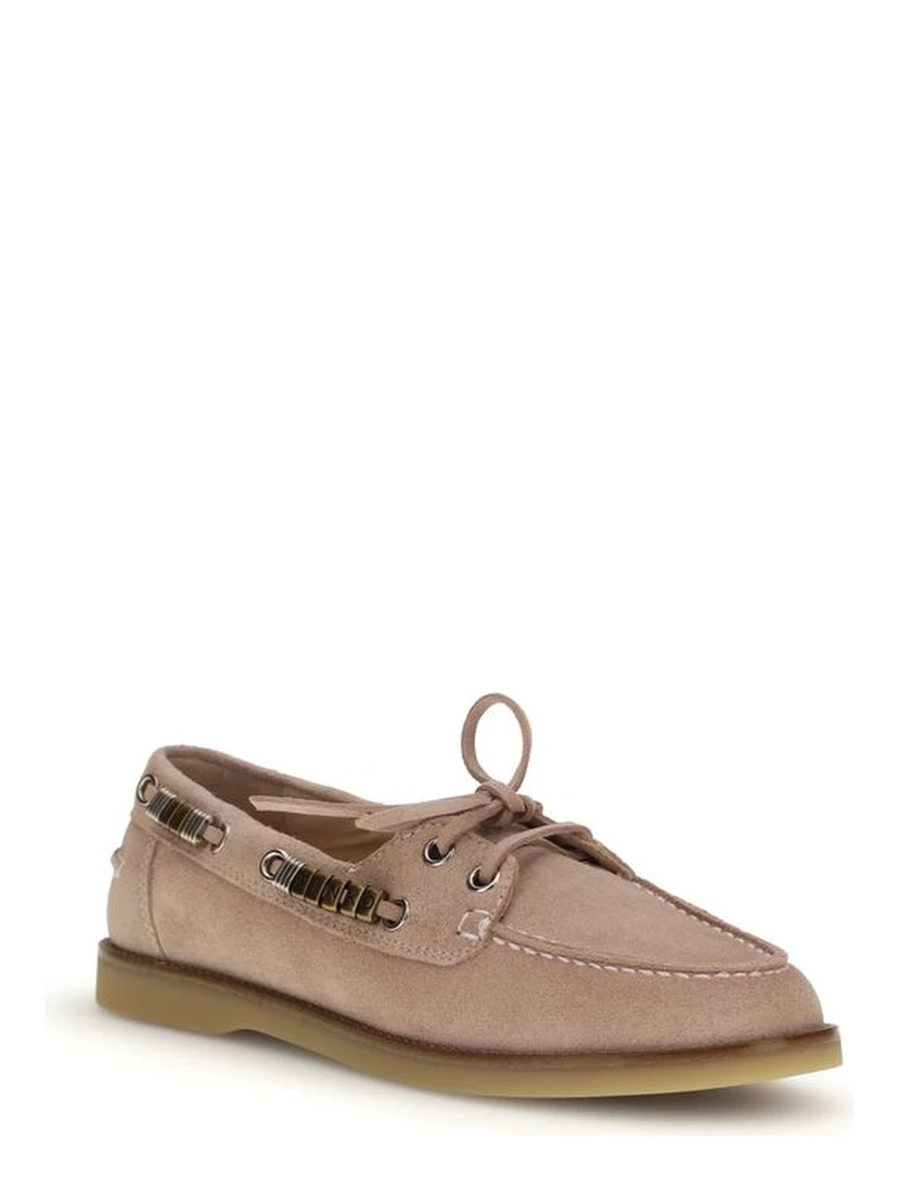 Beige Calf Leather Bos Taurus Slip-On Loafers