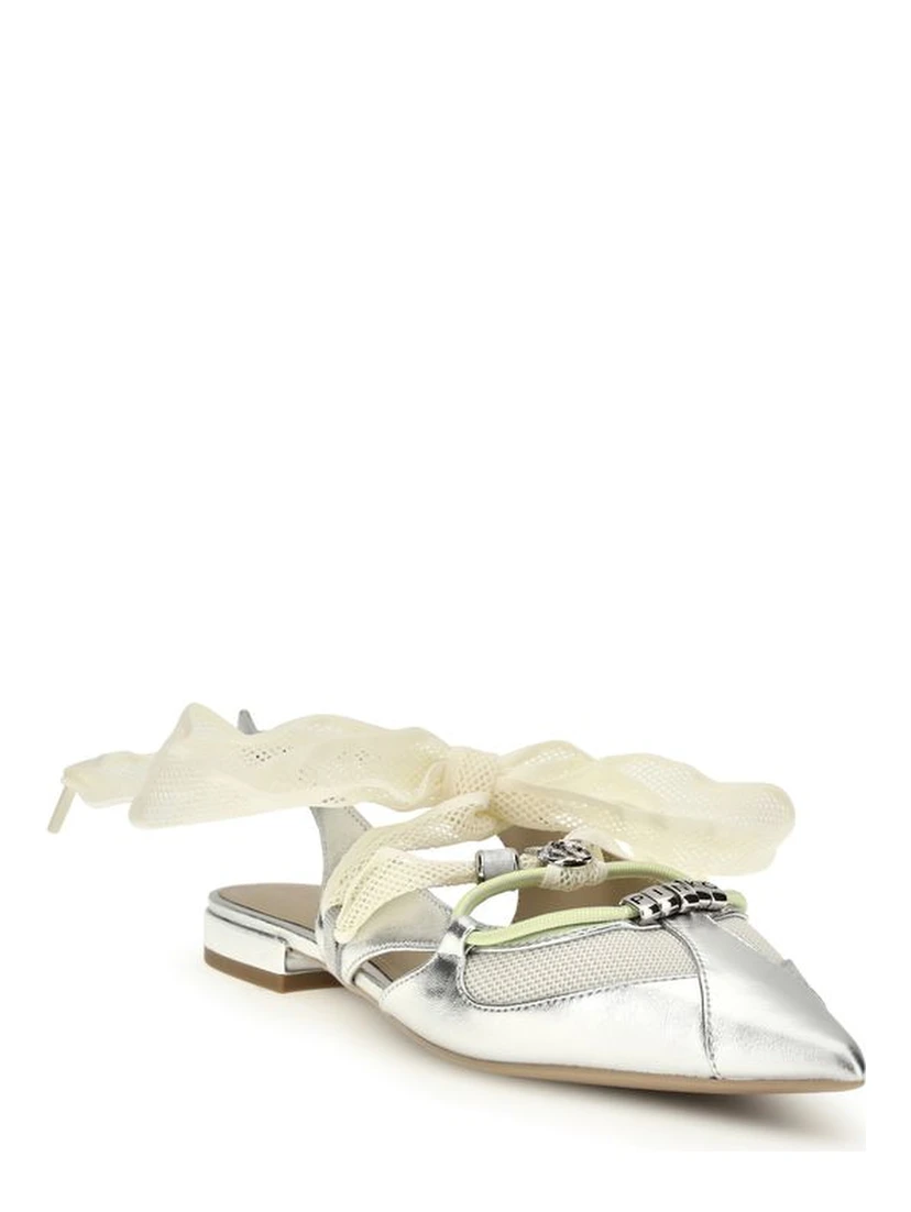 Silver Calf Leather Bos Taurus Ballet Flats