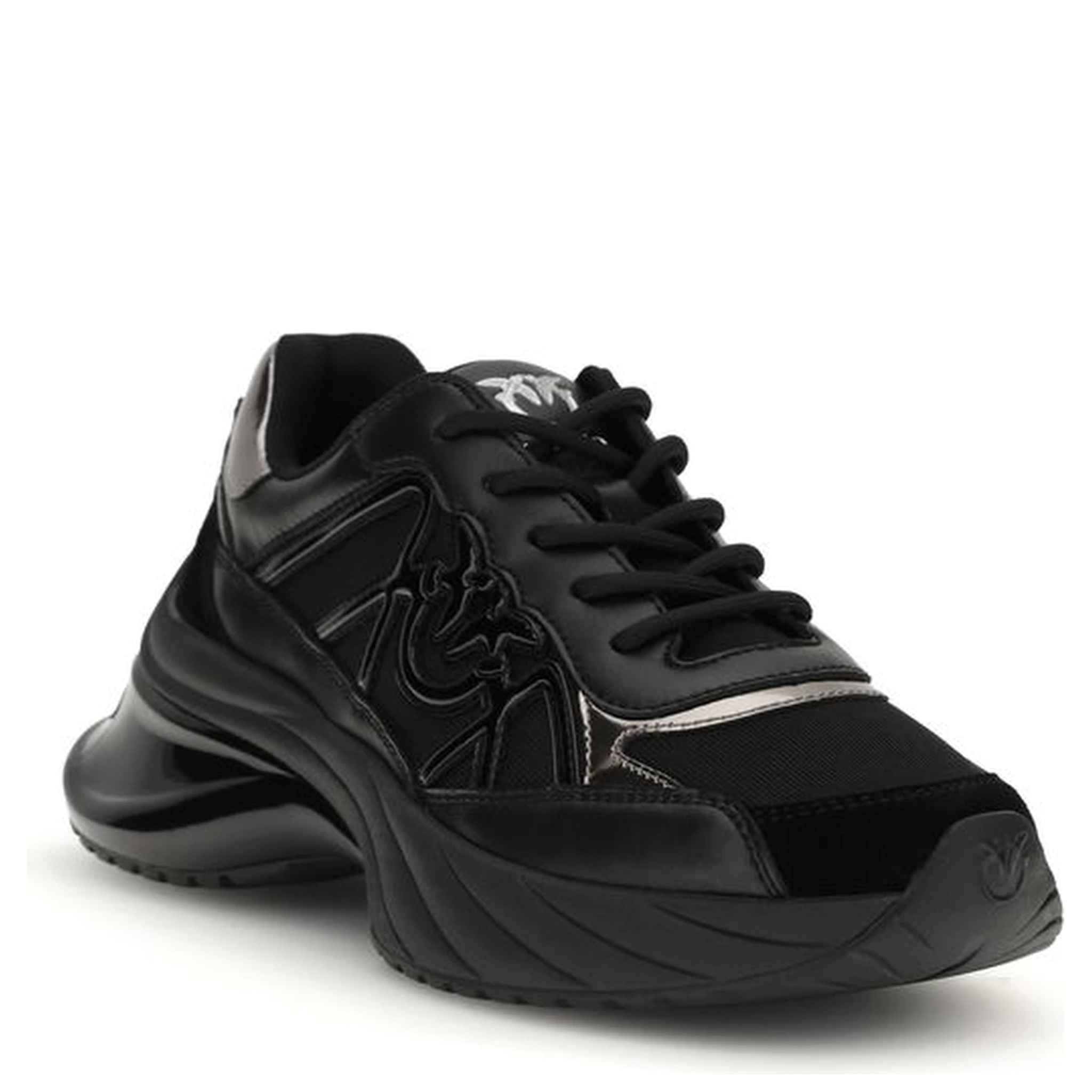Black Calf Leather Bos Taurus Chunky Sneakers