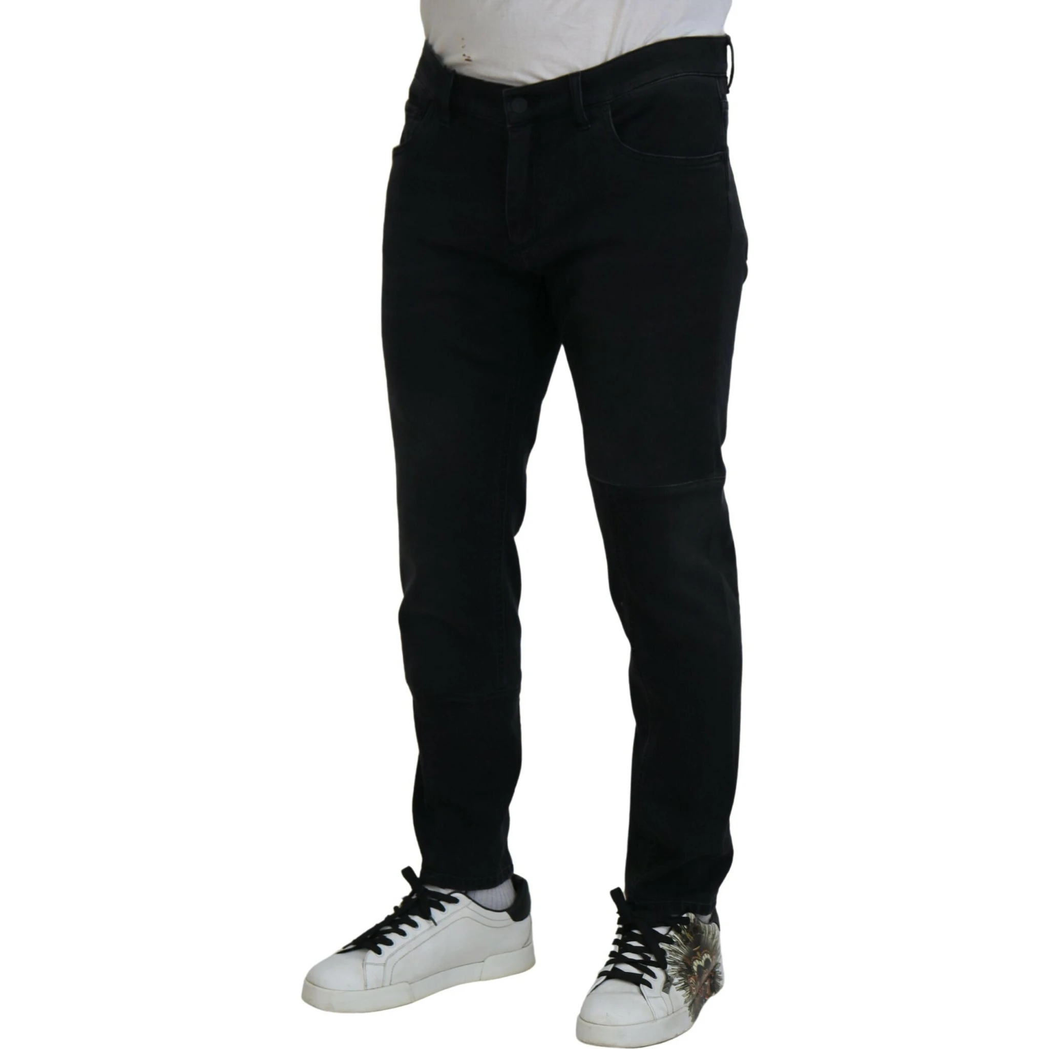 Black Angel Embroidery Skinny Denim Jeans