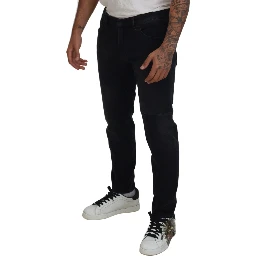 Black Angel Embroidery Skinny Denim Jeans