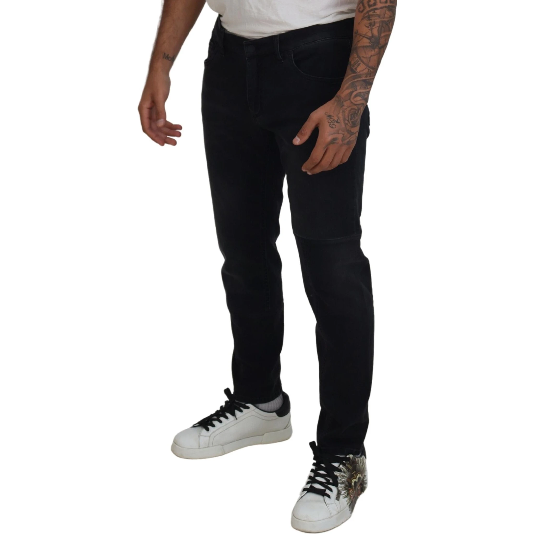 Black Angel Embroidery Skinny Denim Jeans