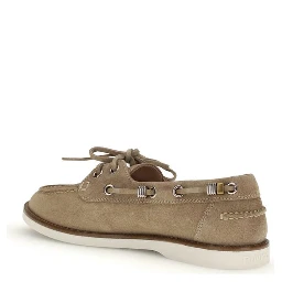 Beige Calf Leather Bos Taurus Slip-On Loafers