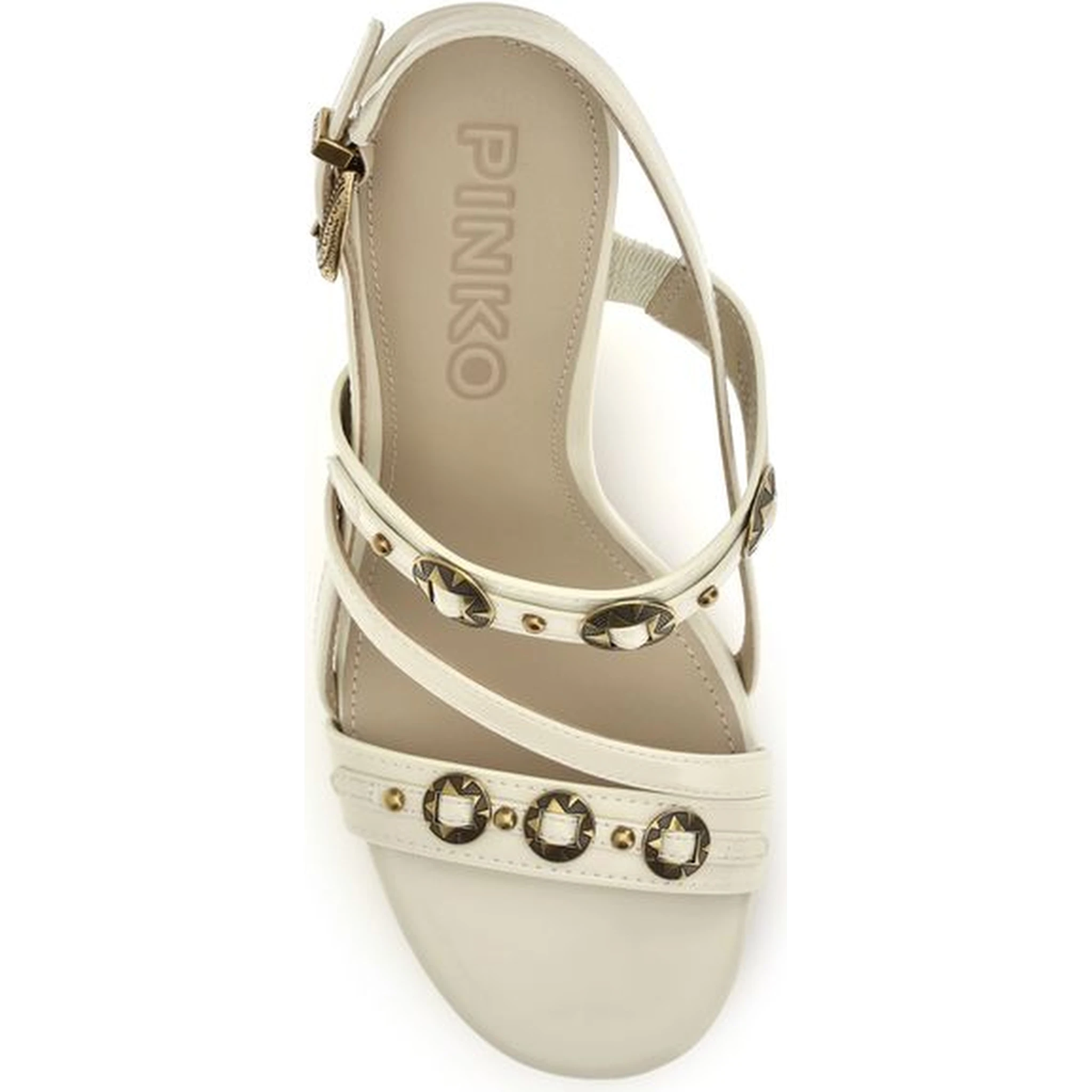 Cream Calf Leather Bos Taurus Stiletto Heel Sandals