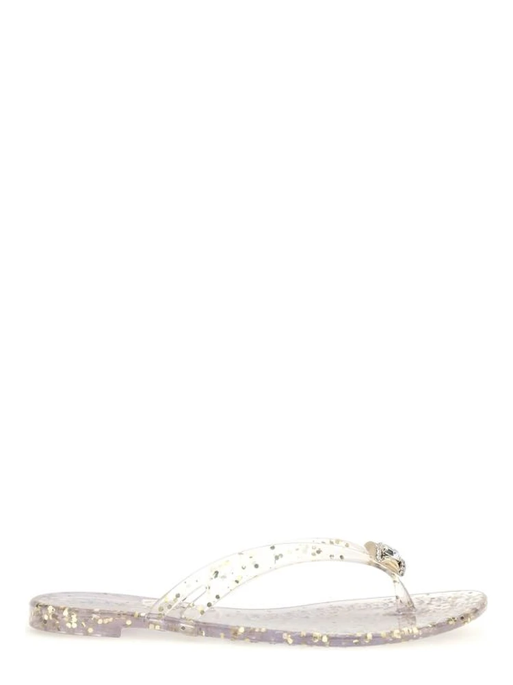 Gold Polyurethane Flat Sandals