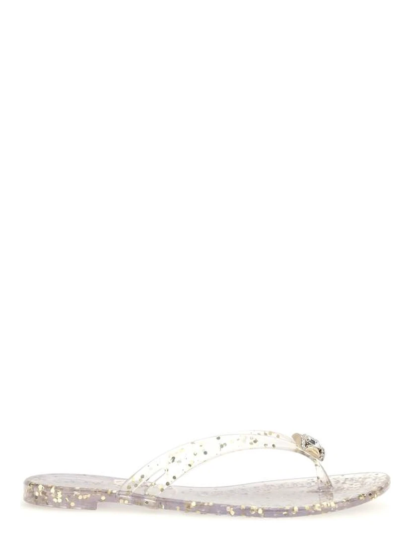 Gold Polyurethane Flat Sandals