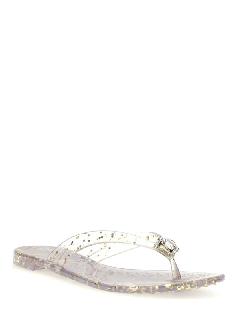 Gold Polyurethane Flat Sandals