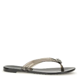 Black Polyurethane Sandals