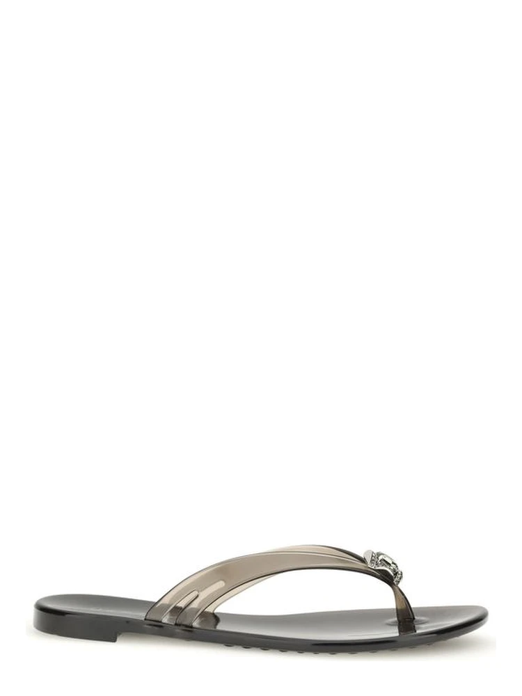 Black Polyurethane Sandals