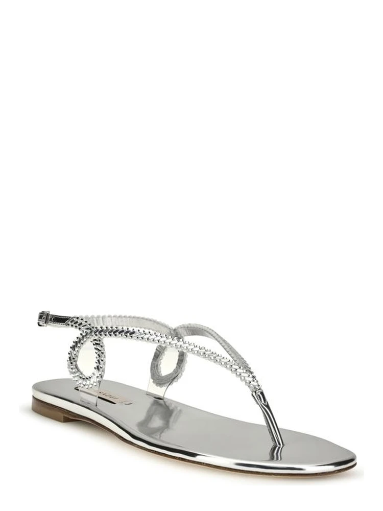 Silver Calf Leather Bos Taurus Flat Sandals alternative