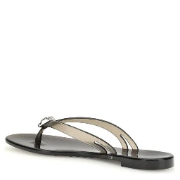 Black Polyurethane Sandals